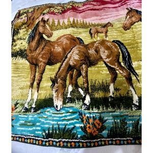 Horse Foal Ranch Wall Hanging Tapestry Rug FARM LAND- Colorful